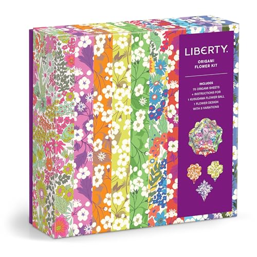 Galison Liberty Classic Floral – Origami Flower Kit Featuring Classic Japanese Design Inspired Mitsi Prints with 75 Sheets and Instructions for Kusudama Flower Ball