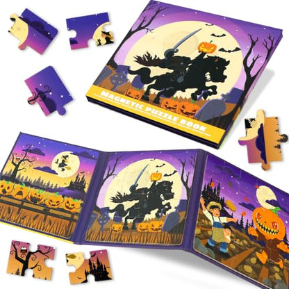 Halloween Magnetic Puzzle Toys for Kids & Toddlers Gifts, Jigsaw Book Game - color: Halloween Colors