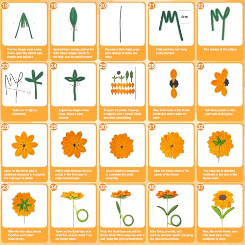 LINAYE 500 PCS Pipe Cleaners Craft, 6 Colors Pipe Cleaners Flowers Kit, Chenille Stems for Crafts with Instruction Wrapping Paper, Stems Art and Craft Supplies Yellow - color: Yellow