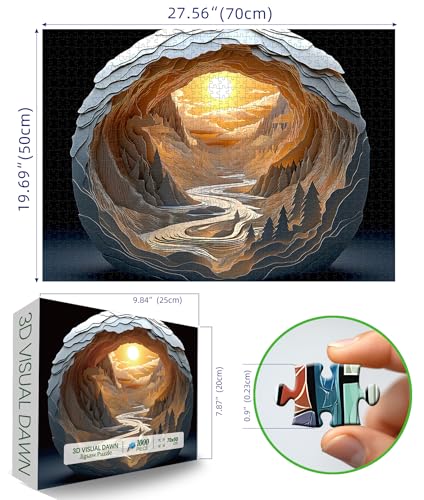 Blueforest 3D Visual Dawn Inside a Cave Puzzles for Adults 1000 Pieces - color: Dawn Cave