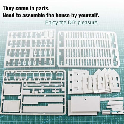N Scale Model Blank Buidlings Kit Unassembled House for Model Train Layout Diorama JZN5889JJ (Two-Story with Porch-1PC) - style: Two-story with Porch-1PC