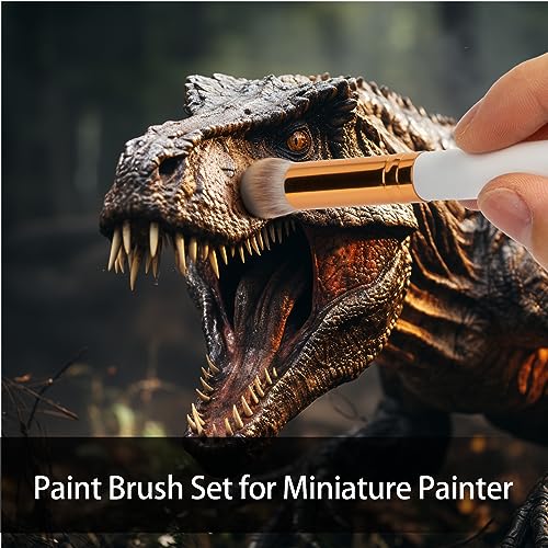 UNIMEIX Dry Brush Miniature Painting Miniature Paint Brushes Hobby Detail Blending Brushes for Effortless Scale Model Painting Watercolor Brushes(3 Pack) - color: White