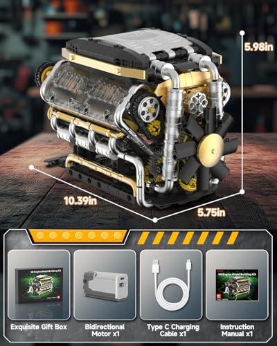 Karei V8 Engine Building Set 1065 PCS- Manual & Electric Dual Working Modes