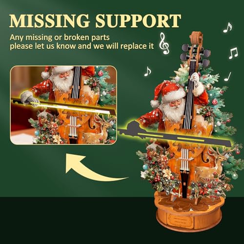 3D Wooden Puzzle Music Box for Adults-Christmas Cello Puzzle - color: Christmas Cello Puzzle