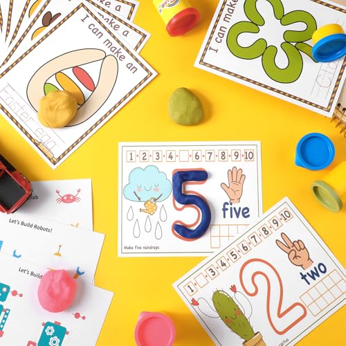 Ireer 36 Pcs Number Dough Mats for Kids Activity Card for Clay - style: Number