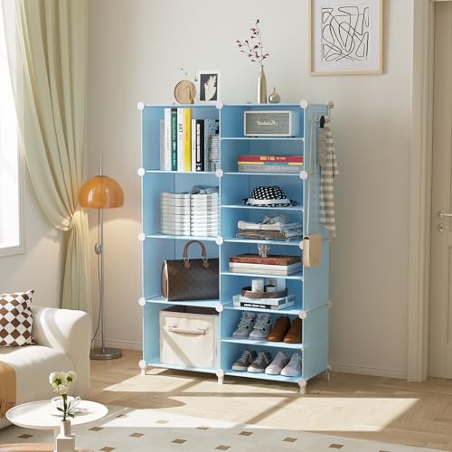 AWTATOS Closet Organizer 8 Cube Storage Shelves, Blue - color: Blue