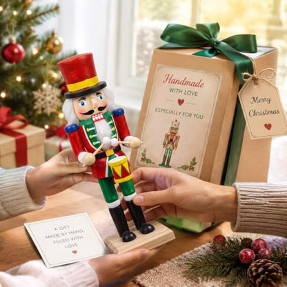 Beeveer 10" Wooden Nutcracker Paint Kit with Brush Acrylic Paints, Drummer - style: Drummer