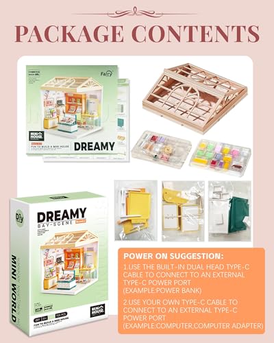 Kisoy DIY Miniature House Kit, Tiny House Kit with Furniture and LED Light, Mini Blocks Model Kit Sets, DIY Crafts/Hobbies Toys for Adults（Beauty Store） - color: Beauty Store