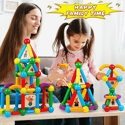 MAGBLOCK 136PCS Magnetic Building Blocks Magnet Sticks for Kids 3+ - color: 136pcs