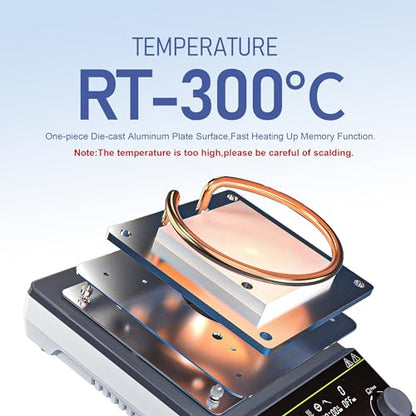 Magnetic Stirrer Hot Plate Stirrer LCD 300℃ Max.5L 5.9in Stir Plate - size: 5L