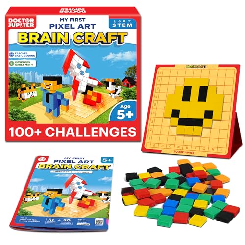 Doctor Jupiter My First STEM Pixel Art Kit for Kids Ages 5+ - style: Brain Craft: 5+
