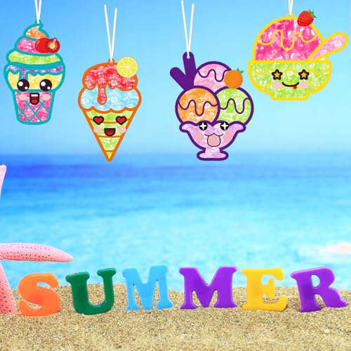 WorldBazaar Ice Cream Suncatcher Crafts 16 Sets Classroom Activities