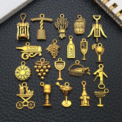 WOCRAFT 60pcs Antique Gold Wine Bracelet Charms for Jewelry Making Sets DIY Necklace Bracelet Keychain Crafting Charms Kit Craft Supplies (SN870) - color: Antique Gold, size: Wine Charms