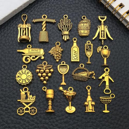 WOCRAFT 60pcs Antique Gold Wine Bracelet Charms for Jewelry Making Sets DIY Necklace Bracelet Keychain Crafting Charms Kit Craft Supplies (SN870) - color: Antique Gold, size: Wine Charms