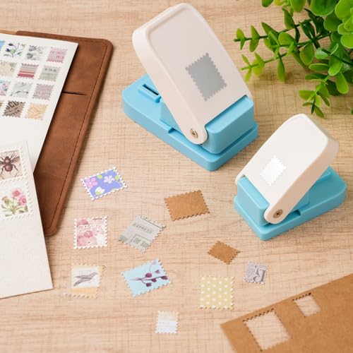 BAOFALI 2Pcs/Set Stamp Punch,Stamp Puncher, 0.6 x 0.5 inch, 1 x 0.8 Inch, Rectangular Stamps Punch, Lever Craft Hole Cutter Puncher, Paper Punches for Journaling Crafting DIY Scrapbooking Crafts - color: 1 x 0.8 Inch +0.6 x 0.5 inch