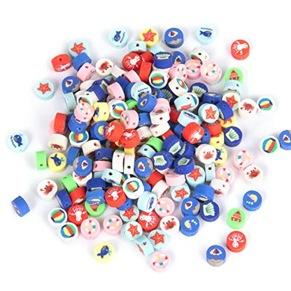 200PCS 10mm Colorful Ocean Animal Polymer Clay Bead Bulk for Jewelry Making - color: Clay Ocean Animals