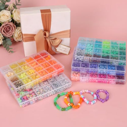 QUEFE 5 Boxes 96 Colors 3300pcs Pony Beads Bracelet Making Kit - color: 96 colors