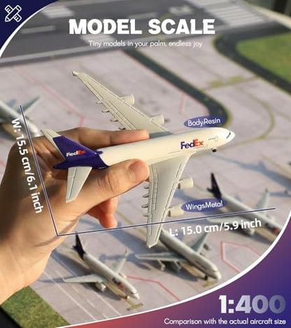 1/400 for FedEx A380 Diecast Plane Model with Landing Gear Stand - color: 05. Fedex