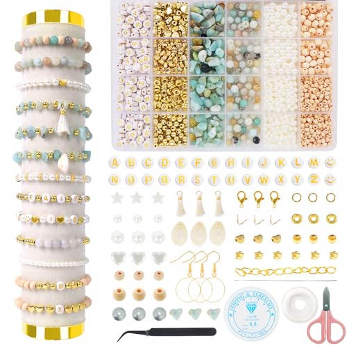 Jewelry Making Supplies Kit, Bracelet Making Kit, Natural Stone Beads - color: Amazonite