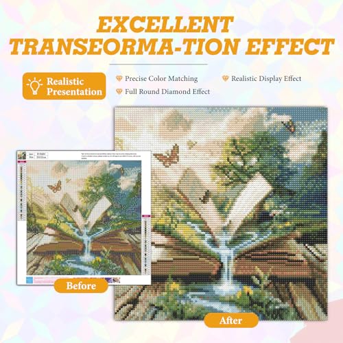 Magic Book Diamond Art Kits for Adults Beginners 14x14 in, DIY Craft Gift - color: DP-US14