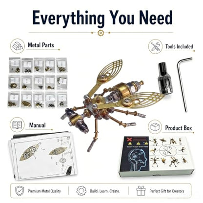 Steampunk Drosophila Insect 3D Metal Puzzle Model Mechanical Kits 2-3 Hours to Build DIY Assembly for Men Ideal for Gifts and Decorations (Drosophila melanogaster) - style: Drosophila melanogaster
