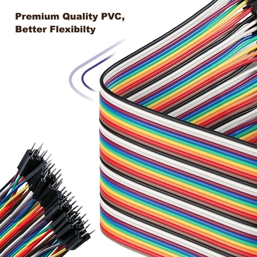 40pcs 20 cm (8 inch) Female to Male Multicolored Dupont Wire Breadboard Jumper Ribbon Cables Compatible with Arduino DIY STEM Projects(F/M) - color: Female to Male, size: 40 PCS - 20 cm