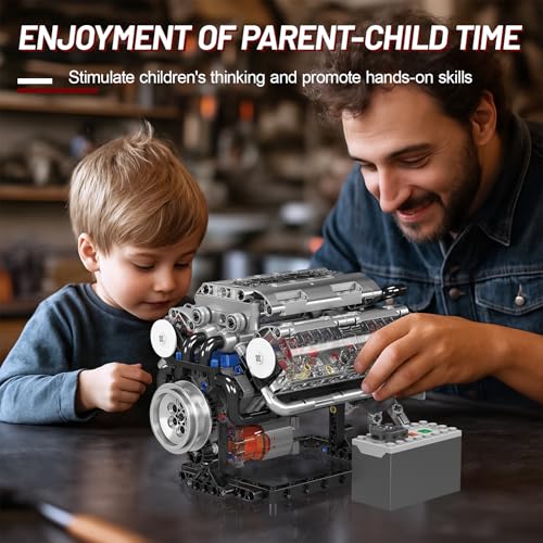 Nueris Mini V8 Engine Model Sets - 535 PCS DIY Building Toys Car Motor Kits That Runs - Gift Idea for Adults Boys Girls for Mechanic Engineering Construction - style: 10088