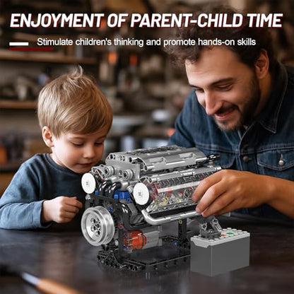 Nueris Mini V8 Engine Model Sets - 535 PCS DIY Building Toys Car Motor Kits That Runs - Gift Idea for Adults Boys Girls for Mechanic Engineering Construction - style: 10088