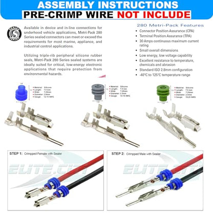 340pcs (Male, Female Terminals, Cavity, Sealer 10-20 AWG) Metri-Pack 280 Series 30 Amp, Weatherproof Automotive Electrical Kit - size: Multi-Pin Terminal Kit (340pcs)