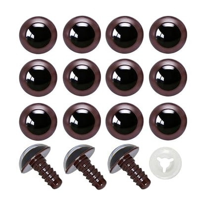 BESTCYC 100pcs 18mm Brown Plastic Safety Eyes Craft Eyes with Washers for Amigurumi Dolls Plush Animals DIY Craft Lovers Doll Makers Crochet Craft Supplies - color: Brown, size: 18mm