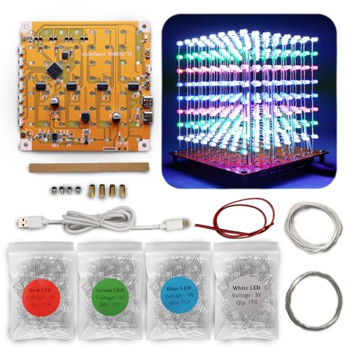MINI 3D Led Cube DIY Electronics Kit Soldering Project Kit (3D8MINI-MULTI-KIT) - color: 3d8mini-multi-kit