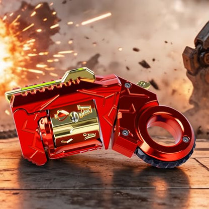 Metal Fidget Toys Gun for Adults - Alloy Fidget Gun Cool Fidget Spinner Gun Slider Dual Form Transformable Stress Relief EDC Desk Toy (Red) - color: Red