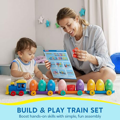 Play-Act Learning Toys for 1 2 3 Years Old, Counting, Matching & Sorting Montessori Learning Dinosaur Train Including 9 Dinosaurs, Birthday Gift for Baby Boys Girls - style: Dinosaur Number Train