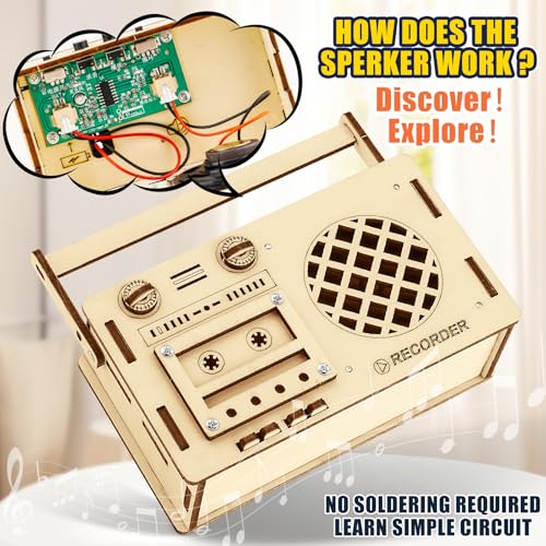 LUCKY GUESS STEM Projects Tape Deck Recorder Toy Model DIY Kit for Kids - style: DIY Recorder Toy Set