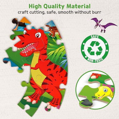 SYNARRY Dinosaur Floor Puzzles for Kids Ages 4-6, Large 70-Piece - style: Dinosaur