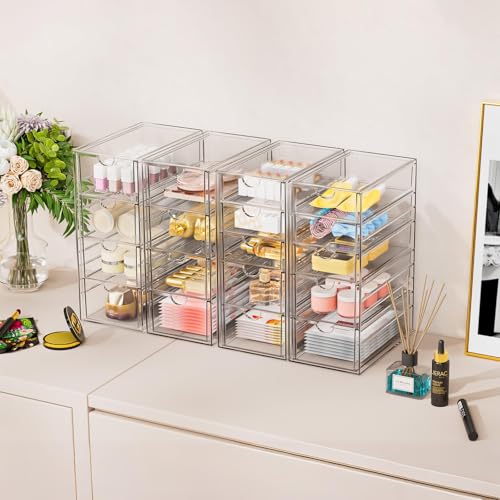 YFXCVSL 6-Pack Acrylic 31-Drawer Storage & Makeup Organizer for Desk - size: 31 Drawers
