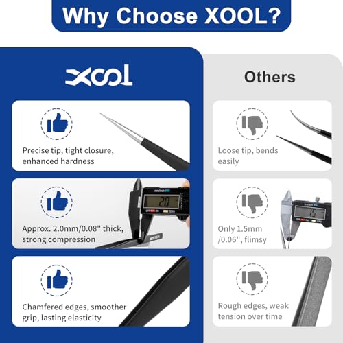 XOOL 9 PCS ESD Precision Tweezers Set, Anti-Static Stainless Steel Tweezers Kit for Electronics, Soldering, Craft, Jewelry, Model Building - size: ESD Tweezers 9 PCS