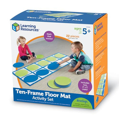 Learning Resources - Ten Frame Floor Mat Activity Set Teacher Classroom Supplies Gross Motor for Preschool Kindergarten Special Education Essentials Math Manipulatives Place Value Number Games