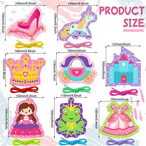 Zonon 8 Pcs Kids Sewing Cards 8 Patterns Lacing Cards