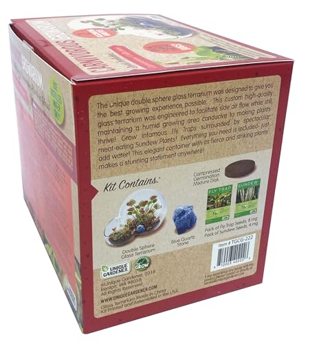Grow Your Own Venus Fly Trap, Kids Garden Glass Terrarium Starting Kit to Sprout Flytrap and Sundew Plants, Includes Seed and Complete Terrarium Supplies for The Plant to Thrive - style: Carnivorous Growarium