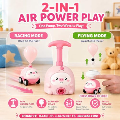 Pink Balloon Launcher Toy Set with 2 Cars & 26 Balloons - color: Pink