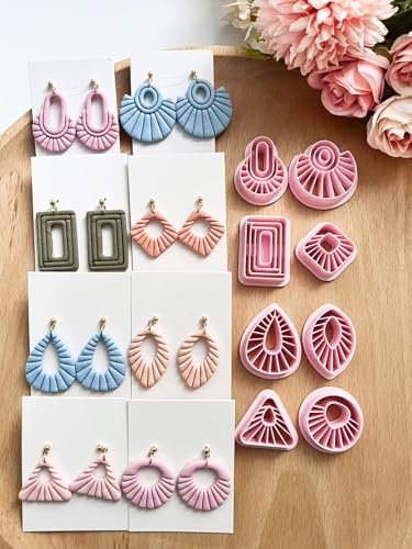 Geometric Polymer Clay Cutters, 8PCS Geometric Clay Tools for Jewelry Making, Precision Layered Earring Cutters for DIY Minimalist Earrings, Crafts, Small Business Supplies