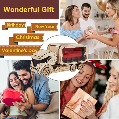 3D Wooden Puzzle for Adults, Mechanical Piggy Bank Car Puzzle, DIY Vehicle Model Building Kit Handicraft Wood Craft Hobbies Toy, Birthday for Hobbyist 14+ Family Women Men, 156 Pcs - style: Fuel Tanker (Piggy Bank Car)