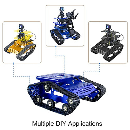 Smart Robot Car Chassis Kit Aluminum Alloy Big Tank Chassis with 2WD Motors for Jetson Nano/Raspberry Pi/Arduino DIY STEM Education Projects and ROS Research (Blue, with DC Motor) - color: Blue