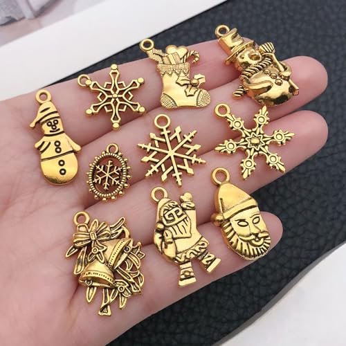 WOCRAFT 60pcs Antique Gold Christmas Bracelet Charms for Jewelry Making Sets DIY Necklace Bracelet Keychain Crafting Charms Kit Craft Supplies (SN826) - color: Antique Gold, size: Christmas Charms