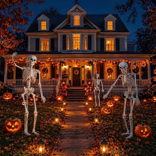 2Set Halloween Metal Skeleton Stand, Black, 6.56 Ft/ 2 M, Bold - color: Black, style: Bold Style