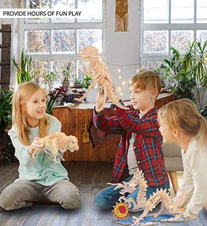Puzzled 3D Puzzle Buffalo Wood Craft Construction Model Kit, 54 Pieces Pack