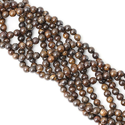 45PCS 8mm Natural Bronzite Gemstone Round Loose Beads for Jewelry Making DIY Handmade 1 Strand 15" - color: Bronzite, size: 8mm