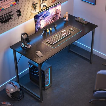 Huuger Modern Simple Office Desk, 40 Inch Gaming Desk with Storage, Black Metal Frame, Large Legroom - color: Black, size: 40inch