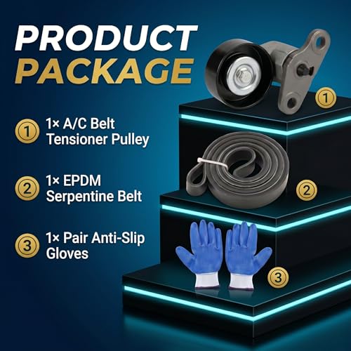 Belt Tensioner with Pulley & Serpentine Belt Fits 2011-2016 Chevy Cruze 2012-2019 Sonic 2013-2020 Trax 2016 Cruze Limited 2013-2020 Buick Encore Replace - size: 90K-38159